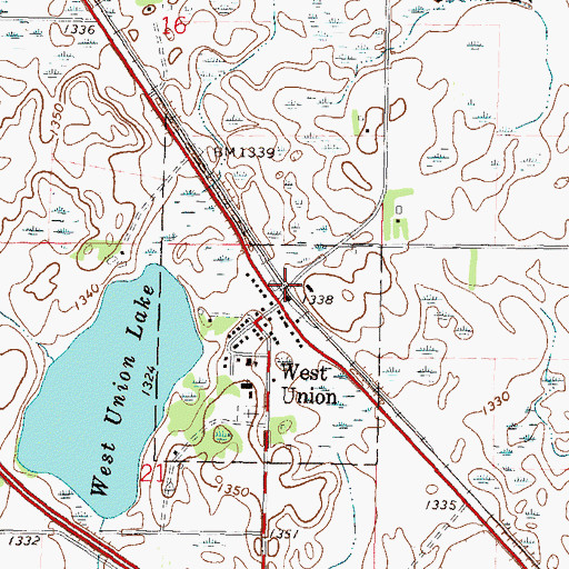 Topographic Map of West Union (historical), MN