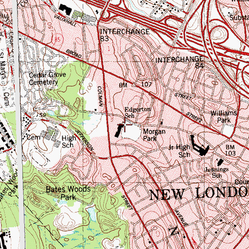 Topographic Map of Edgarton Elementary School, CT