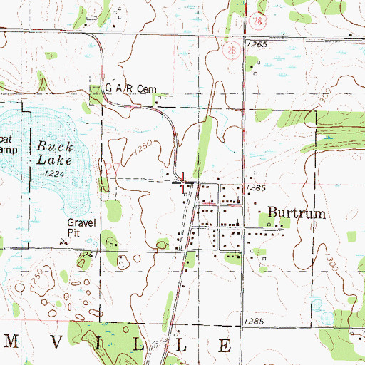 Topographic Map of Burtrum (historical), MN