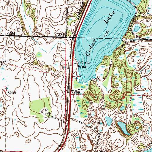 Topographic Map of Cedar Lake Wayside Park, MN