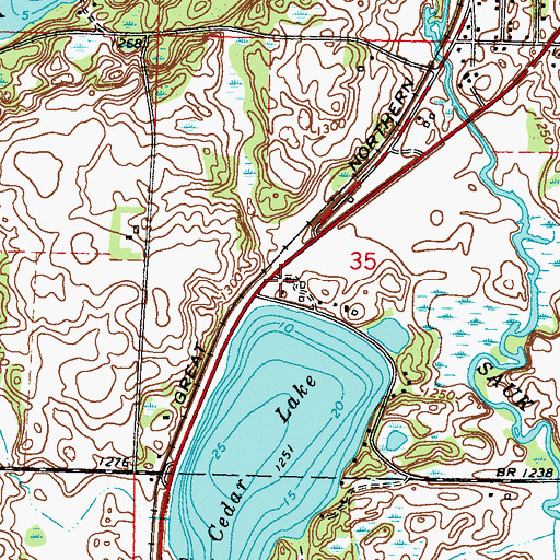 Topographic Map of Cedar Lake Wayside Park, MN