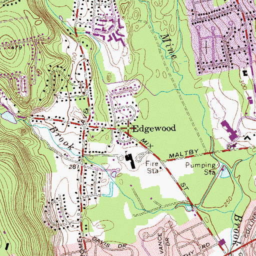 Topographic Map of Edgewood, CT