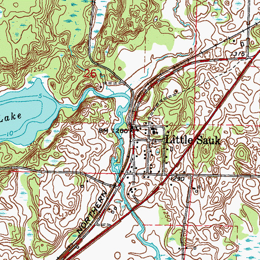 Topographic Map of Little Sauk Post Office, MN