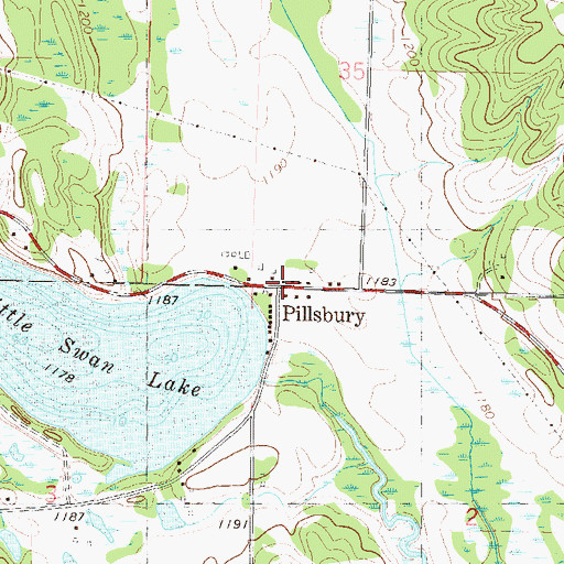 Topographic Map of Pillsbury Post Office (historical), MN