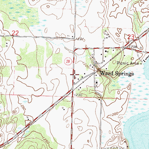 Topographic Map of Ward Springs (historical), MN