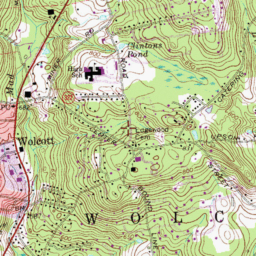Topographic Map of Edgewood Cemetery, CT