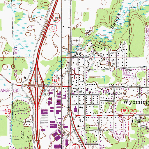Topographic Map of Wyoming Post Office, MN