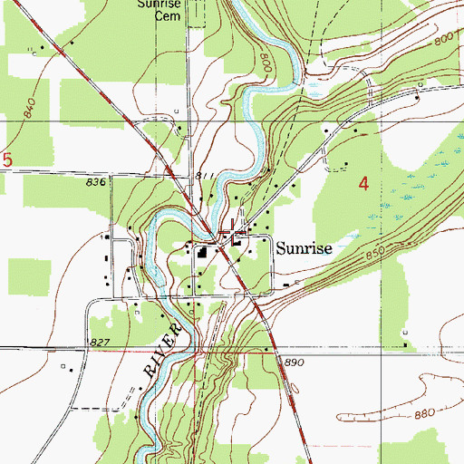 Topographic Map of Sunrise Post Office (historical), MN