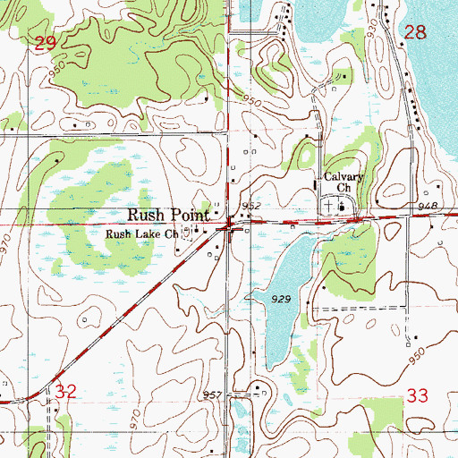 Topographic Map of Rushpoint Post Office (historical), MN