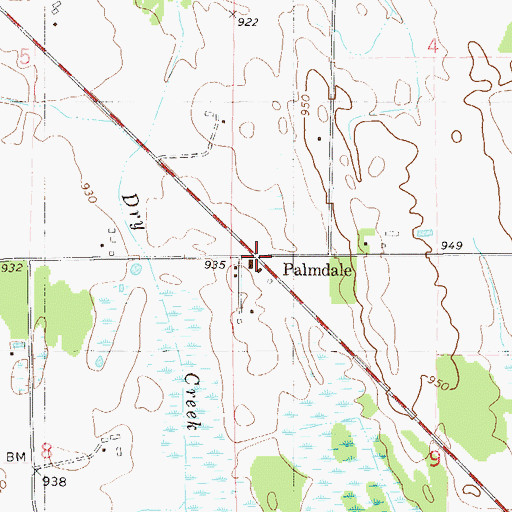 Topographic Map of Palmdale Post Office (historical), MN