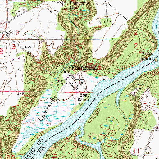 Topographic Map of Franconia Post Office (historical), MN