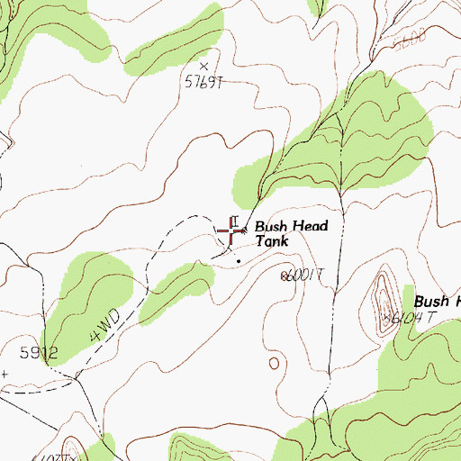 Topographic Map of Bush Head Tank, AZ
