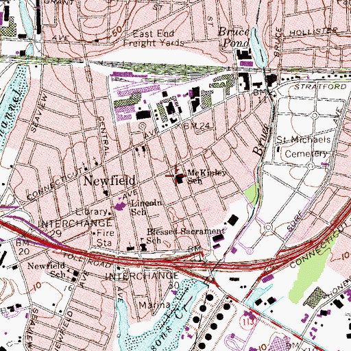 Topographic Map of Edison School, CT