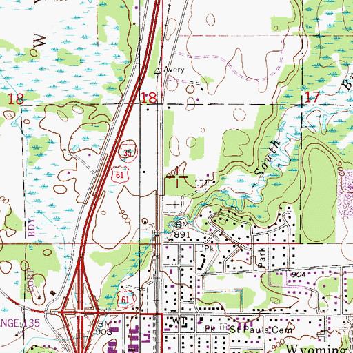 Topographic Map of Living Waters Christian Church, MN