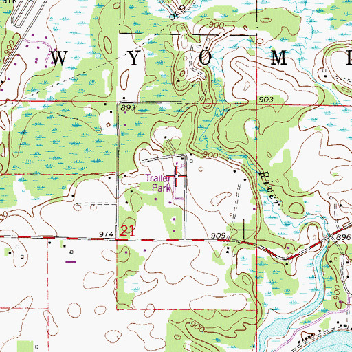 Topographic Map of Birchwood Terrace Mobile Home Park, MN