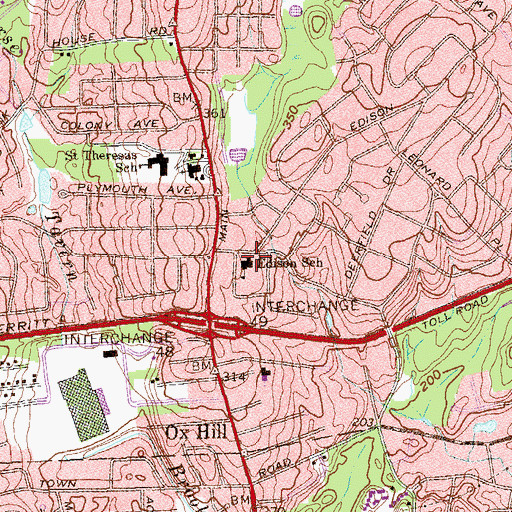 Topographic Map of Edison School (historical), CT