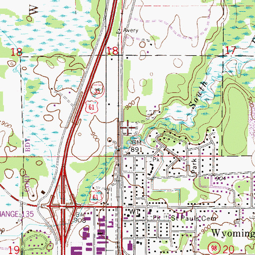 Topographic Map of United Methodist Cemetery, MN
