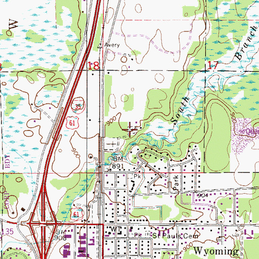 Topographic Map of Saint Joseph's Catholic Cemetery, MN