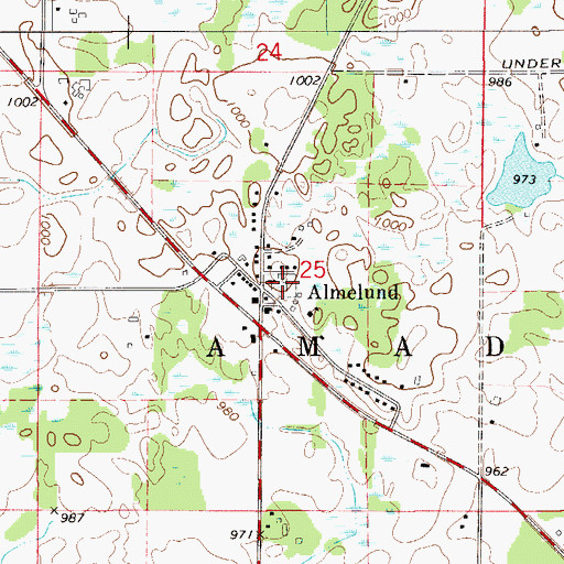 Topographic Map of Almelund Cemetery, MN