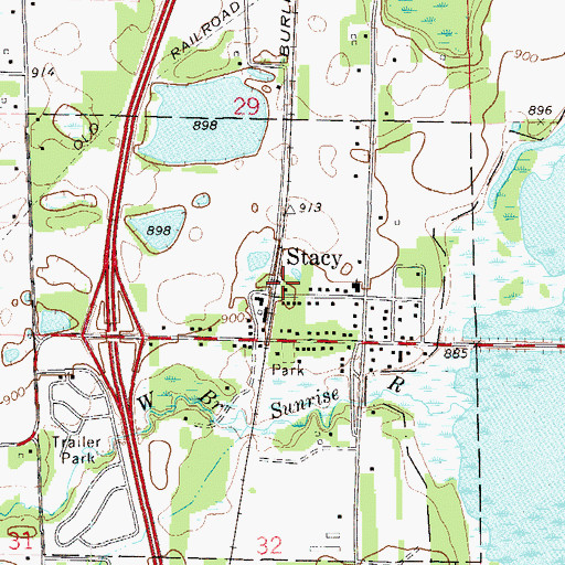 Topographic Map of Stacy (historical), MN