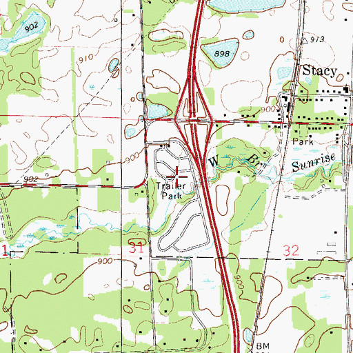 Topographic Map of Sunrise Estates Mobile Home Park, MN