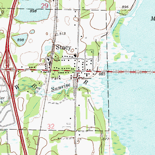 Topographic Map of Stacy City Hall, MN