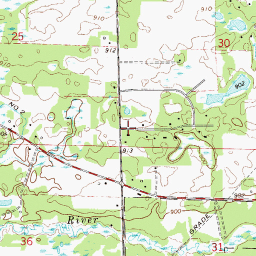 Topographic Map of Country Roads Church, MN