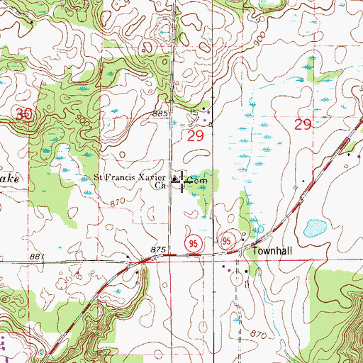 Topographic Map of Saint Francis Xavier Catholic Cemetery, MN