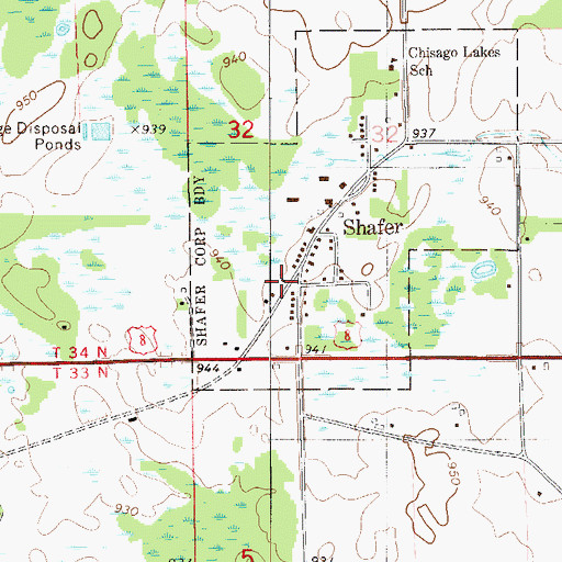 Topographic Map of Shafer Post Office, MN