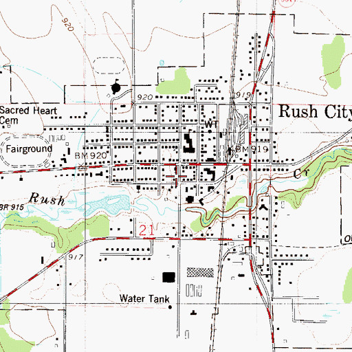 Topographic Map of Sacred Heart Catholic Church, MN