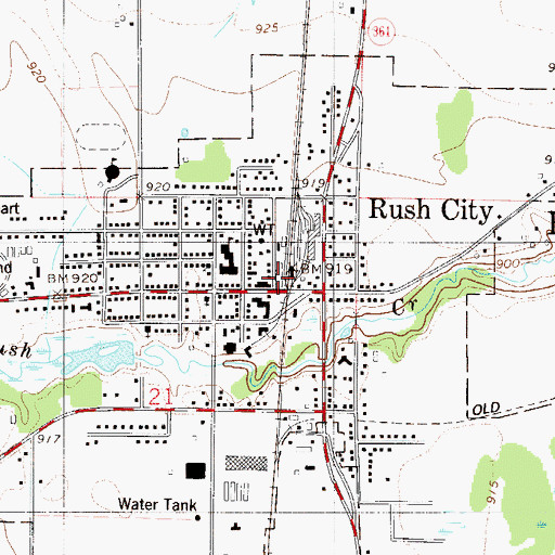 Topographic Map of Rush City Park, MN