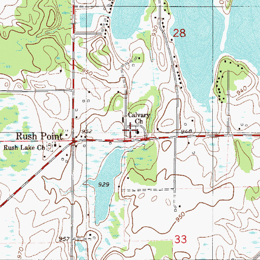 Topographic Map of Calvary Lutheran Cemetery, MN