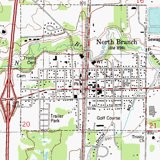 Topographic Map of North Branch City Hall, MN
