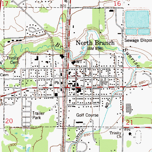 Topographic Map of North Branch Police Department, MN
