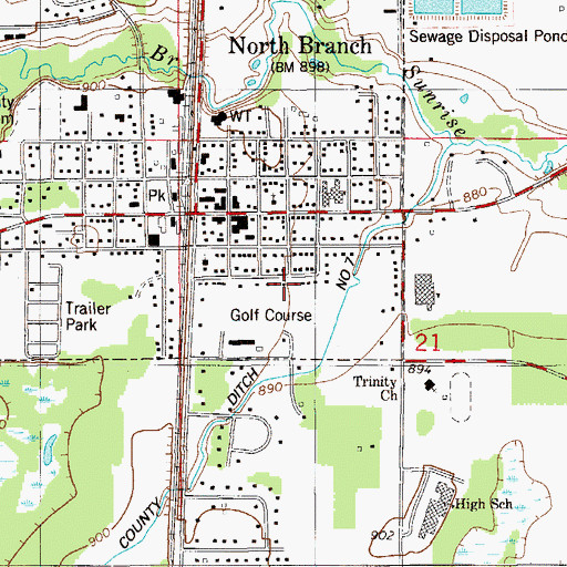 Topographic Map of North Branch Clinic, MN