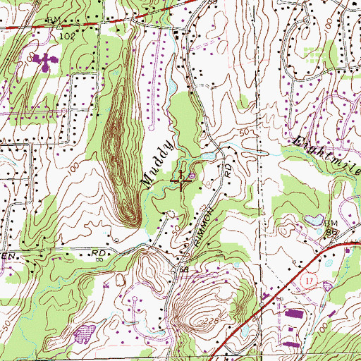 Topographic Map of Eightmile Brook, CT
