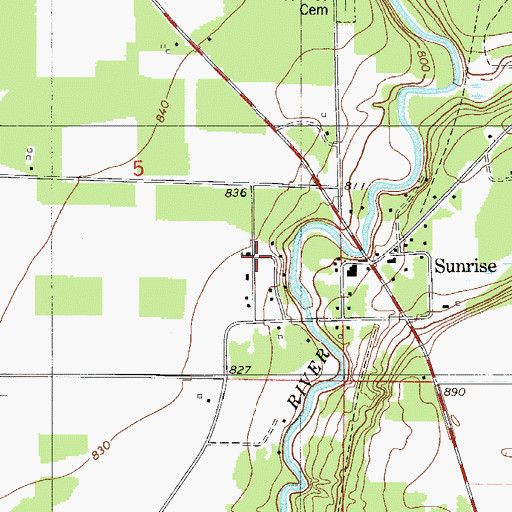 Topographic Map of Sunrise Bible Church, MN