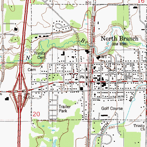 Topographic Map of North Branch, MN