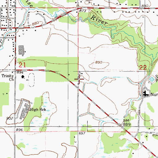 Topographic Map of Living Branch Lutheran Church, MN