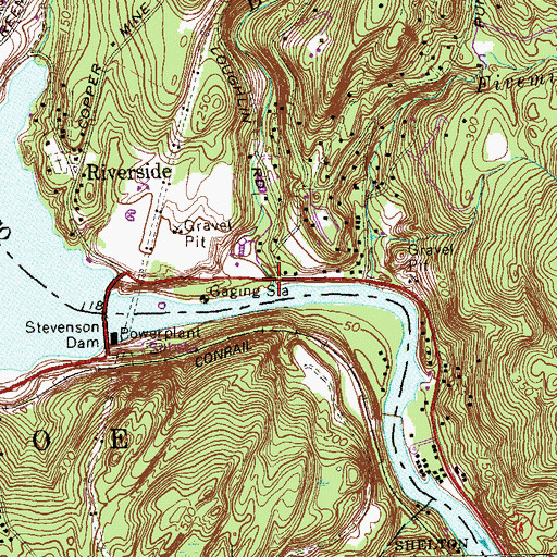 Topographic Map of Eightmile Brook, CT