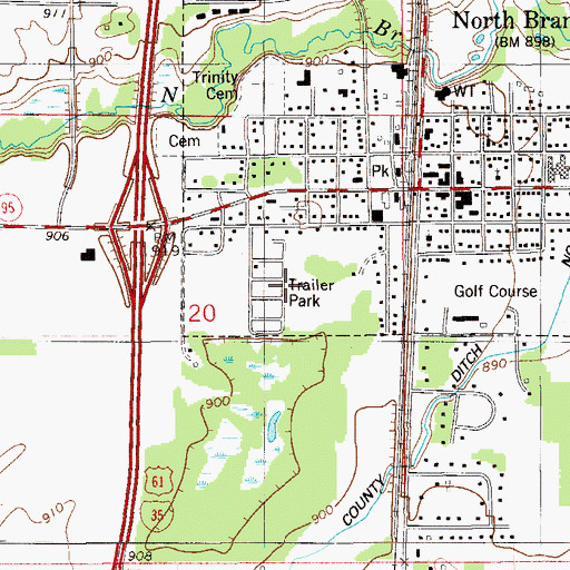 Topographic Map of North Branch Mobile Home Park, MN