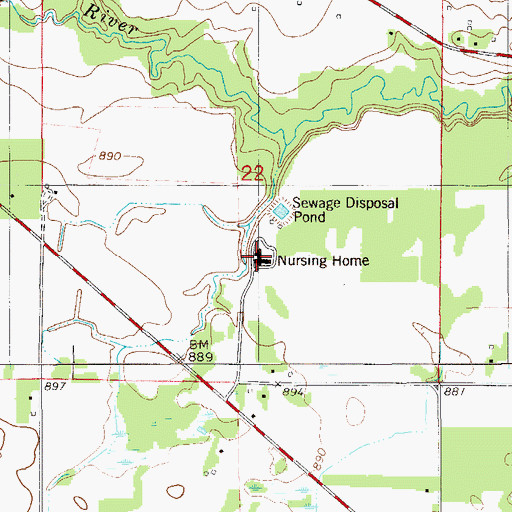 Topographic Map of Green Acres Country Care Center, MN