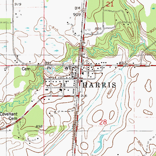 Topographic Map of Harris City Park, MN