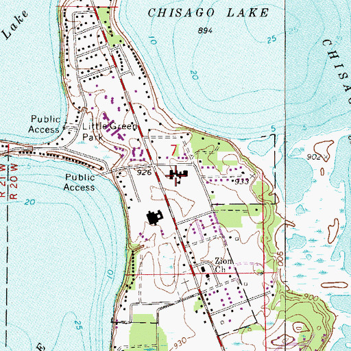 Topographic Map of Chisago Lakes Primary School, MN