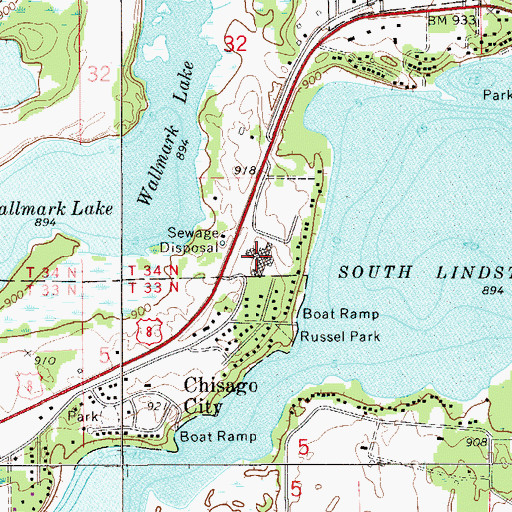Topographic Map of Fairview Lakes Regional Health Center, MN