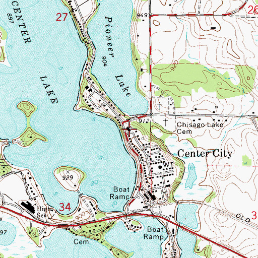 Topographic Map of Chisago Lake Lutheran Church, MN