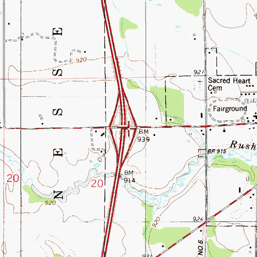 Topographic Map of Interchange 159, MN