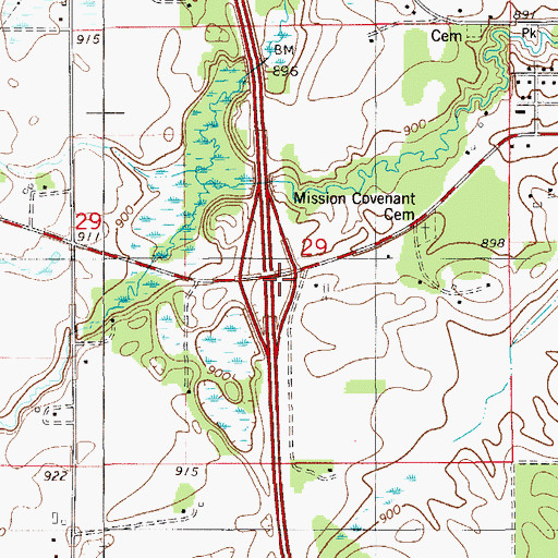 Topographic Map of Interchange 152, MN