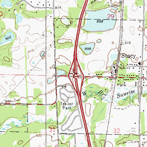 Topographic Map of Interchange 139, MN