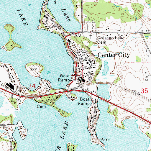 Topographic Map of Center City Fire Department, MN